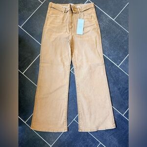 Risen Jeans 1XL NWT High Rise Wide Leg Fold Over Elastic Waist Mocha Jean